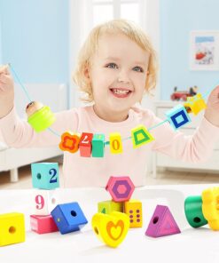 Joc de tip Montessori, set 20 margele de siretuit, 2 ani +