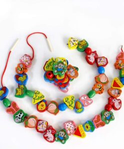 Alternative view of Joc de tip Montessori, set 56 margele din lemn, 3 ani, Animale