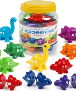 Joc educativ de asociere, Dinozauri si numere, 3 ani+
