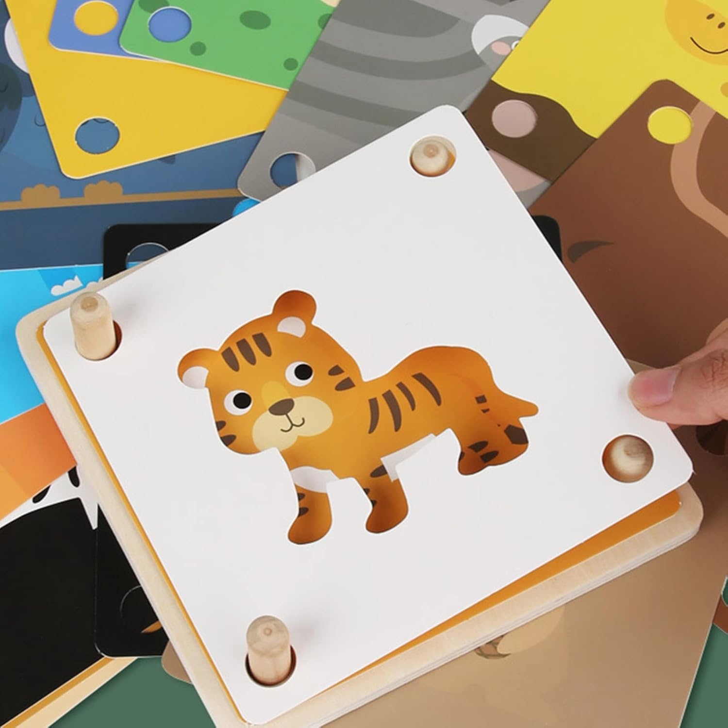 Joc educativ de memorie si asociere, Animale salbatice, 3 ani - imagine 7