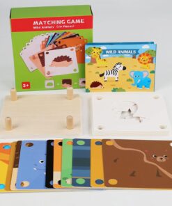 Joc educativ de memorie si asociere, Animale salbatice, 3 ani