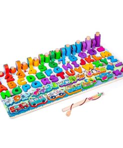 Joc logaritmic 7 in 1 activitati, Puzzle incastru cu imagine de asociere,3 ani