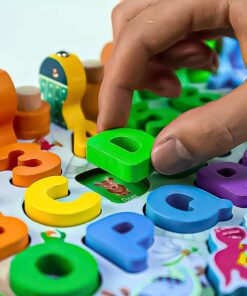 Alternative view of Joc logaritmic 7 in 1 activitati, Puzzle incastru cu imagine de asociere,3 ani