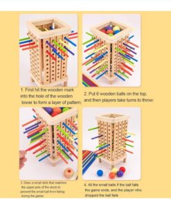 Alternative view of Joc montessori de societate, Joc de echilibru cu bețe și bile, 3 ani