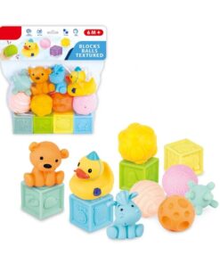 Jucarie educativa bebe, set 12 jucarii moi si senzoriale, 6 luni+