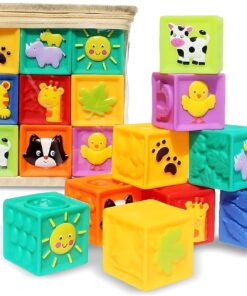 Jucarie educativa bebe, set 9 cuburi moi, 6 luni+