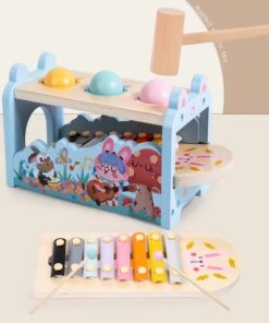 Jucarie educativa tip Montessori - Xilofon cu bile si ciocanel 3 ani+