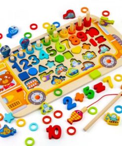 Puzzle cu imagine de asociere, joc logaritmic, 6 in 1 activitati, 3 ani, Autobuz