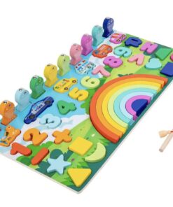 Puzzle, joc logaritmic montessori, 6 in 1 activitati, 3 ani