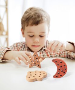 Alternative view of Set 3 jucării educative din lemn pentru șnuruit, 3 ani