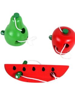 Alternative view of Set 3 jucării educative din lemn pentru șnuruit, Fructe, 3 ani