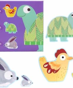 Set 3 puzzle mari, 4-6-9 piese, Animale