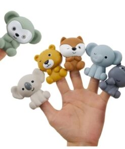Set 6 păpuși de mână din silicon, 18 luni+