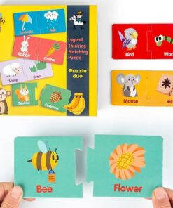 Set Puzzle duo de asociere, Ce mananca animalele, 40 piese