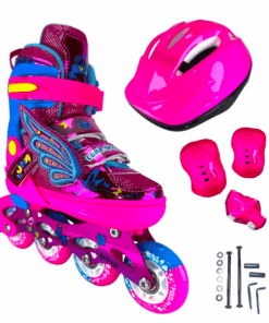 Alternative view of Set Role reglabile, Convertibile, 2 IN 1, si echipament protectie, 30-34 cm, ROZ