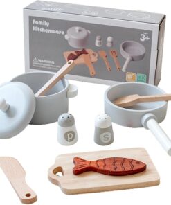 Set de gatit din lemn cu 8 accesorii pentru copii, 3 ANI