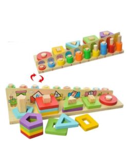 Sortator forme geometrice, joc logaritmic, 2 in 1 activitati, 3 ani