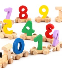 Trenulet din lemn,Cifre de la 0 la 9, pentru 3 ani