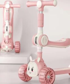 Alternative view of Trotineta 2 in 1, pliabila cu 3 roti si lumini si muzica, 2 ani+, Roz
