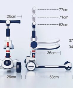 Alternative view of Trotineta 2 in 1,cu scaunel, pliabila cu 3 roti si lumini si muzica, 2 ani+, Albastru