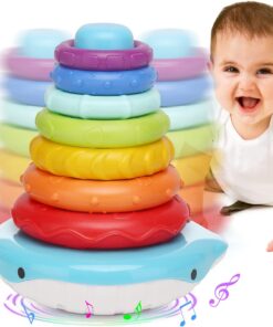 Turn piramida, puzzle senzorial, 6 luni+, Albastru