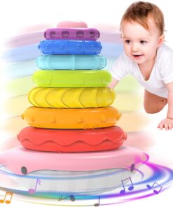 Turn piramida, puzzle senzorial, 6 luni+, Roz