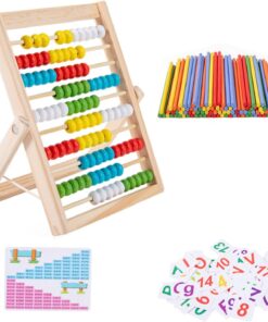 Abac clasic cu betisoare de numarat si cartonase cu numere, 3 ani