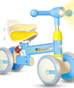 Bicicleta fara pedale cu 4 roti cu lumini, sunete, Ajustabila, 1 ANI+, Albastru