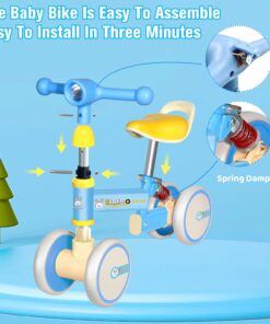 Alternative view of Bicicleta fara pedale cu 4 roti cu lumini, sunete, Ajustabila, 1 ANI+, Albastru