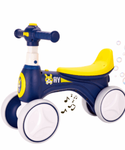 Bicicleta fara pedale cu 4 roti cu lumini, sunete, Baloane de sapun, 1-3 ani