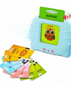 Cititor audio de carduri in limba romana si engleza, cu 448 de cuvinte, Roz, 3 ani + 01