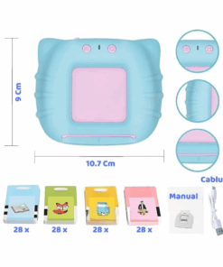 Cititor audio de carduri in limba romana si engleza, cu 448 de cuvinte, Roz, 3 ani + 003