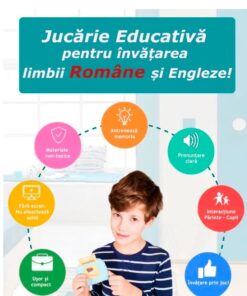 Cititor audio de carduri in limba romana si engleza, cu 448 de cuvinte, Roz, 3 ani + 01