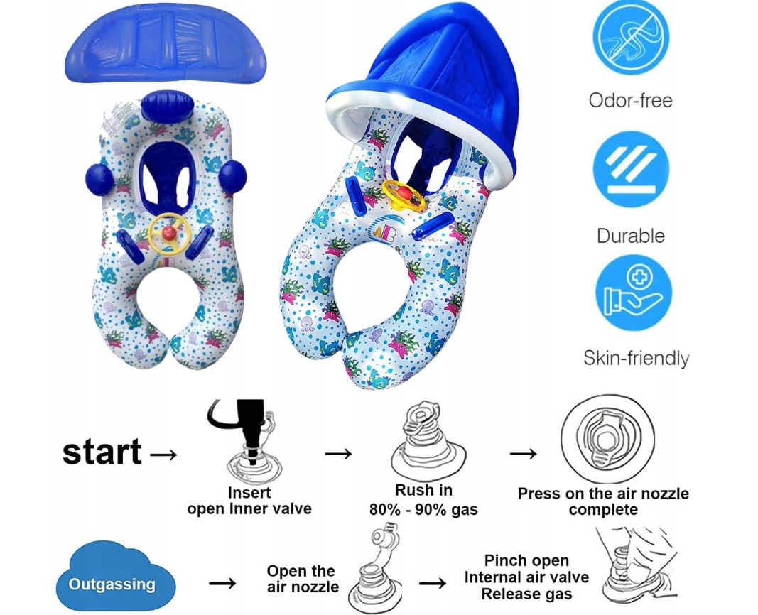 Colac dublu cu parasolar si chilotel, Mama si bebe, 6 luni-3 ani, Albastru inchis - imagine 5