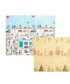 Covor pliabil de joacă termoizolant cu două fețe – Model Orășel – 200 x 180 x 0.8 cm