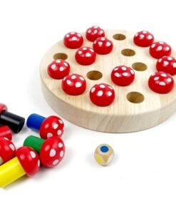 Joc de societate si memorie, din lemn - Memory Chess, 3 ani, Ciupercute