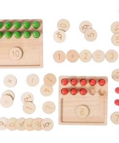 Joc educativ matematica, Set de numărare cu pioni colorați și discuri inscripționate cu cifre, 3 ANI