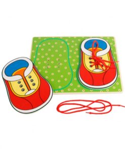 Joc puzzle lemn - Invatam sa ne legam sireturile, 3 ani