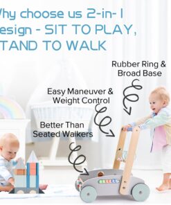 Alternative view of Jucarie de impins din lemn cu set de cuburi