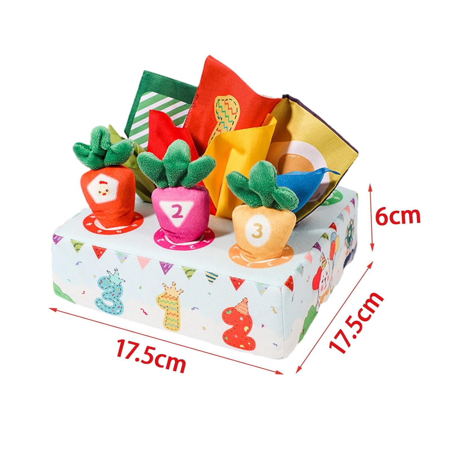 Jucarie educativa si senzoriala bebe, Cub textil cu servetele si joc de motricitate, 6 luni+ - imagine 6