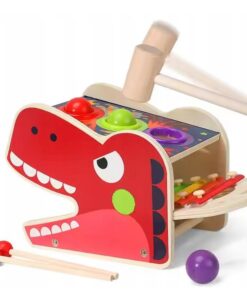 Jucarie educativa tip Montessori - Xilofon cu bile si ciocanel 3 ani+, Crocodil