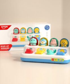 Jucărie senzorială pentru dezvoltare motrică și logică, Pop-up- Animale, 18 luni+