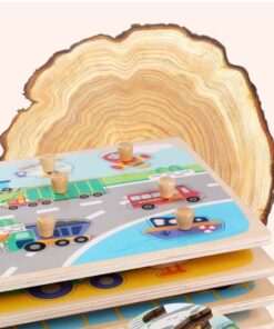 Alternative view of Puzzle incastru din lemn cu butoni si imagine de asociere –Insecte