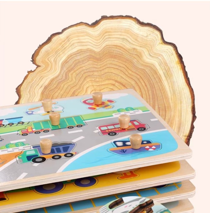 Puzzle incastru din lemn cu butoni si imagine de asociere – Sport - imagine 2