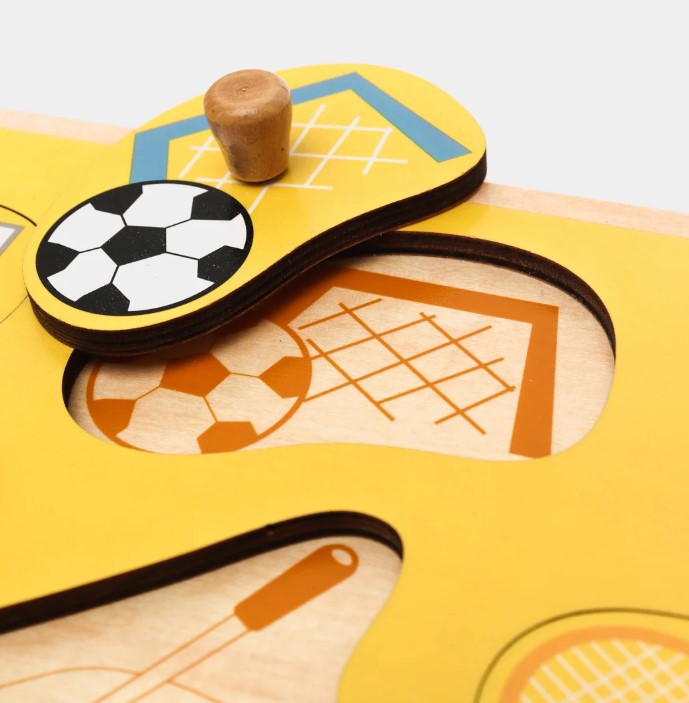 Puzzle incastru din lemn cu butoni si imagine de asociere – Sport - imagine 3