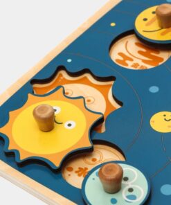 Alternative view of Puzzle incastru din lemn cu butoni si imagine de asociere –Planete