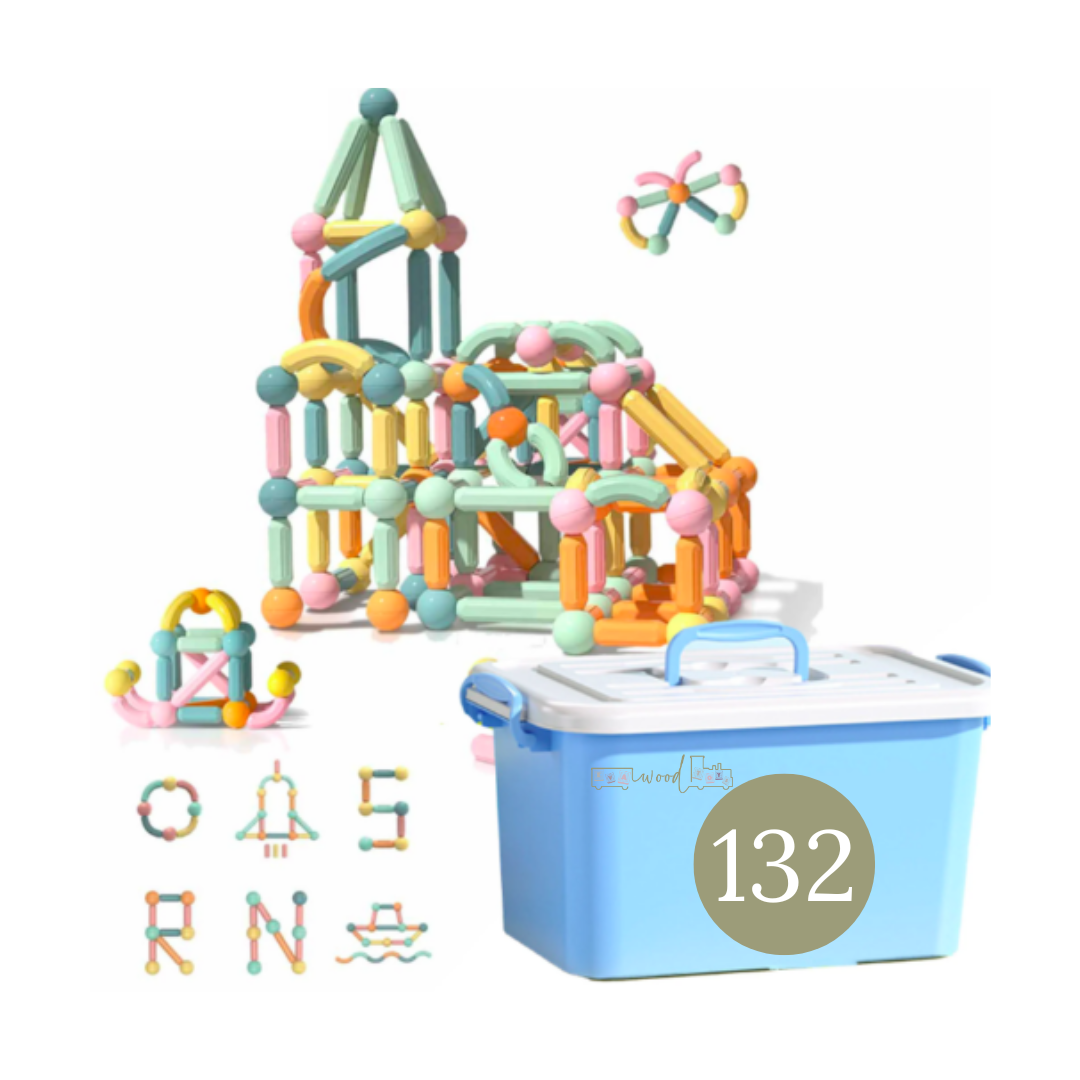 Set de constructie 3D, magnetic, 132 piese, 3 ANI