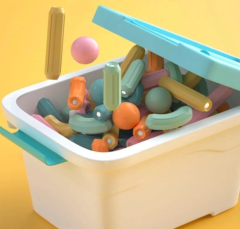 Set de constructie 3D, magnetic, 132 piese, 3 ANI - imagine 3