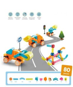 Set de constructie 3D, magnetic, 80 magneti, 3 ani +, VEHICULE