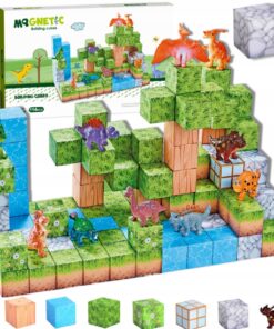 Set de constructie magnetic cu 114 de piese, 3 ani+, Minecraft